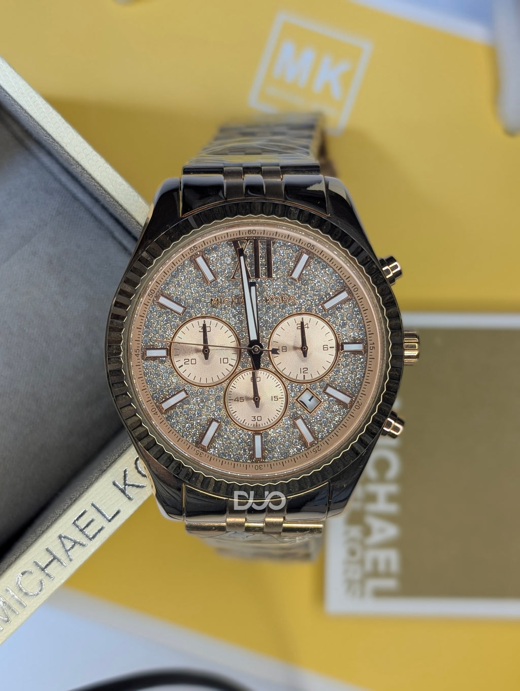 Michael Kors Men’s Analog Quartz Lexington Chronograph Stainless Steel Rose Gold Dial 44mm Watch MK8580