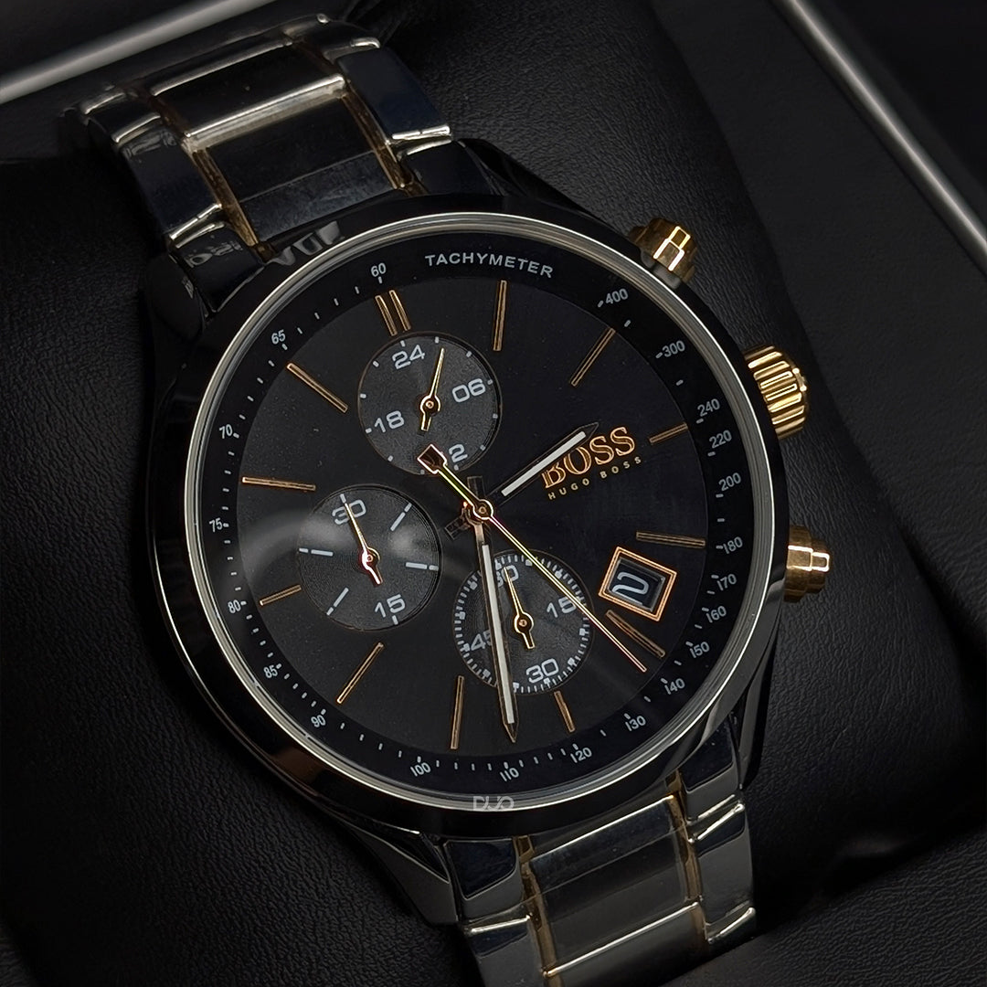 Hugo Boss Men’s Chronograph Quartz Stainless Steel Black Dial 44mm Watch 1513473