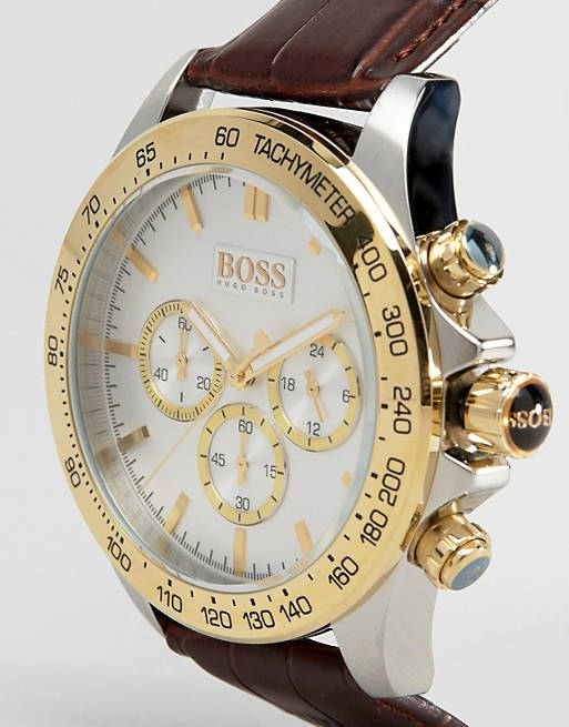 HUGO BOSS Men’s Quartz Leather Strap White Dial 44mm Watch 151317