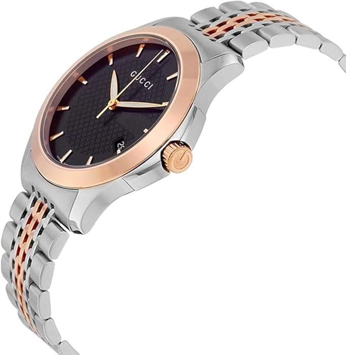 Gucci Men’s Swiss Made Quartz Stainless Steel Black Dial 38mm Watch YA126410