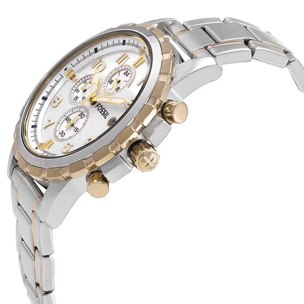 Fossil Men’s Chronograph Quartz Two-tone Stainless Steel White Dial 45mm Watch FS4795