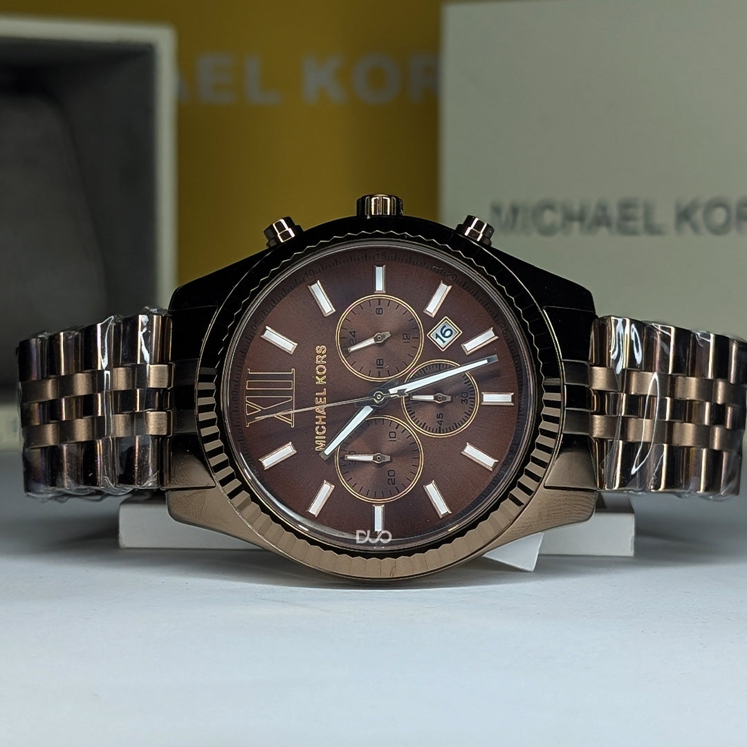 Michael Kors Lexington Chronograph Brown Dial Brown stainless steel Watch For Men - MK8522
