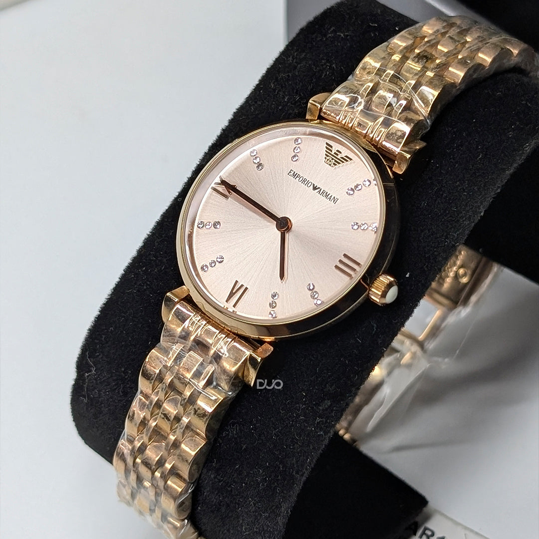 Emporio Armani Women’s Analog Stainless Steel Rose Gold Dial 32mm Watch AR11059