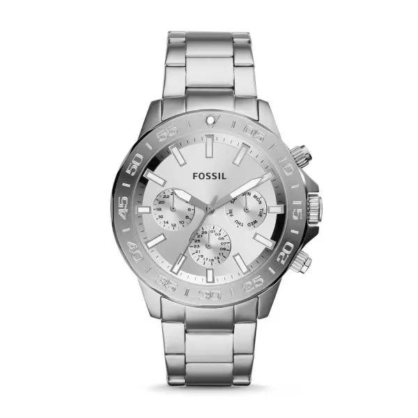 Fossil Men’s Chronograph Quartz Silver Stainless Steel Silver Dial 45mm Watch BQ2490