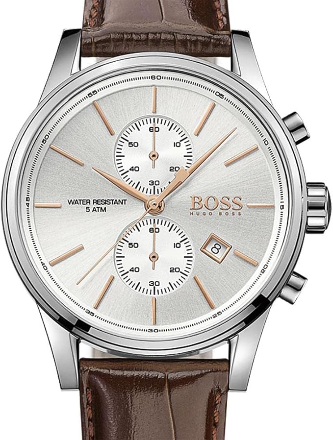 Hugo Boss Men’s Quartz Lather Strap Silver Dial 41mm Watch 1513280