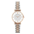 EMPORIO ARMANI Retro Two-tone Stainless Steel White Dial Quartz Watch for Women- EMPORIO ARMANI AR1926