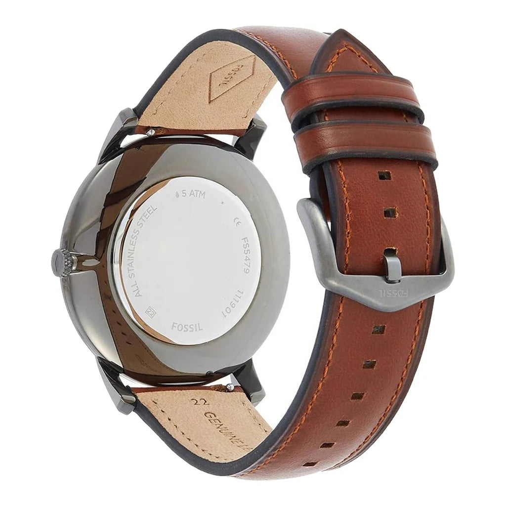 Fossil Men’s Quartz Leather Strap Grey Dial 42mm Watch FS5479