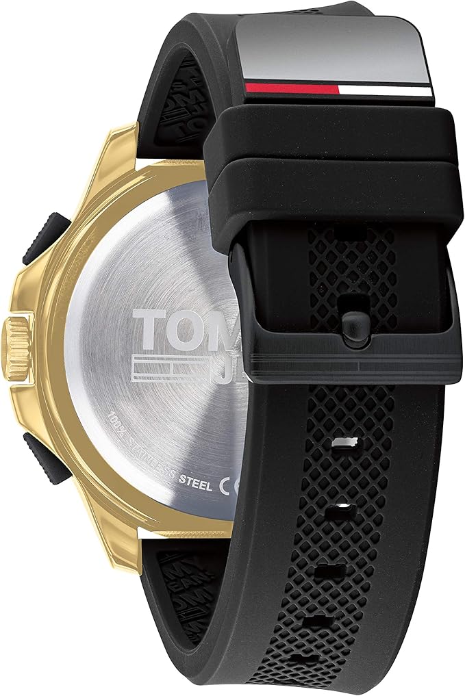 Tommy Hilfiger Men’s Analog Digital Silicone Strap Gold Dial 46mm Watch 1791762