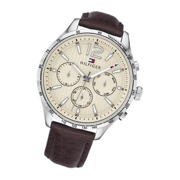 Tommy Hilfiger Men’s Quartz Leather Strap White Dial 44mm Watch 1791467