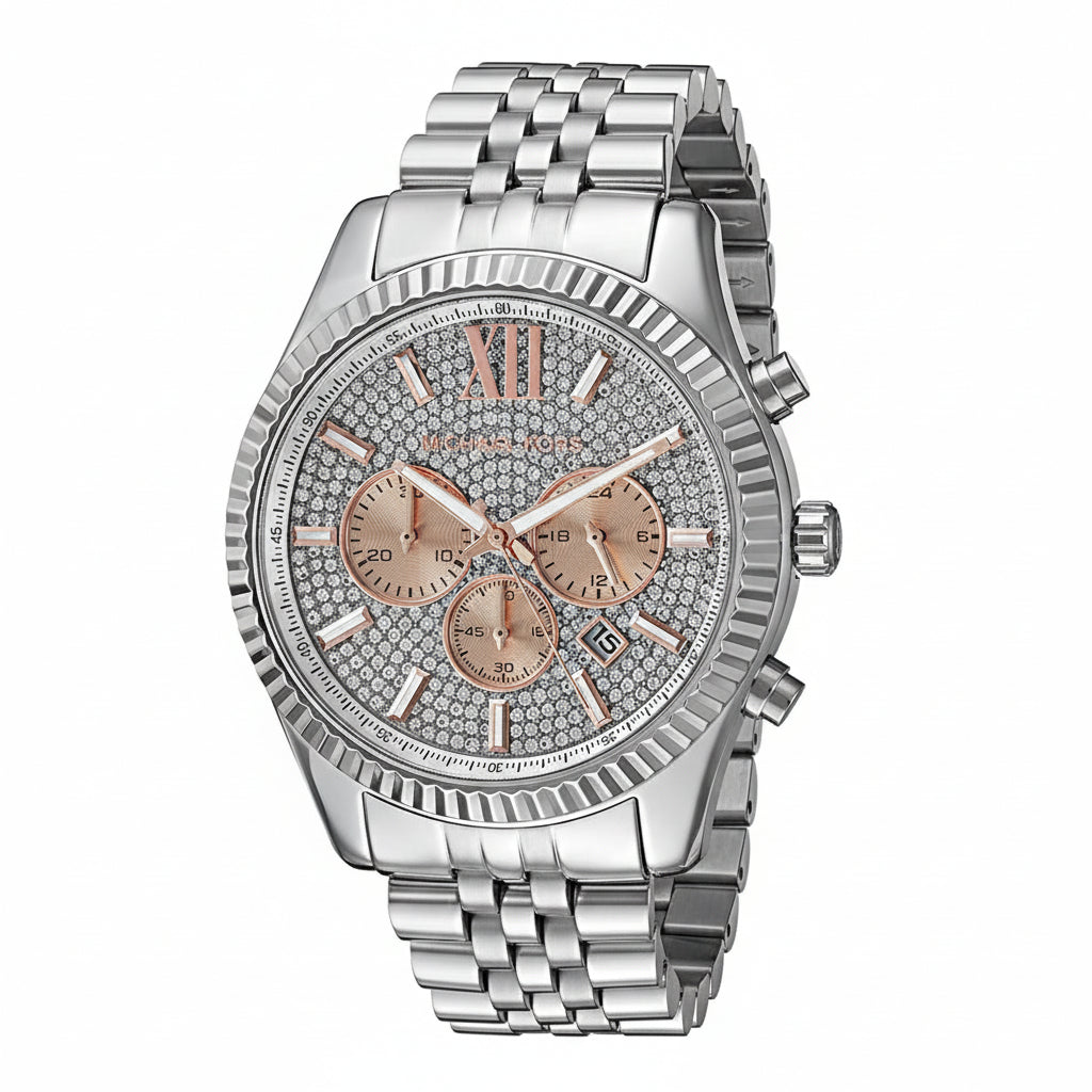 Michael Kors Men's Lexington Chronograph Silver-Tone Watch MK8515