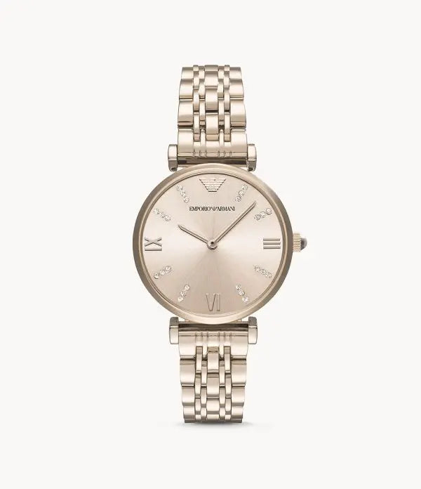 Emporio Armani Women’s Analog Stainless Steel Rose Gold Dial 32mm Watch AR11059