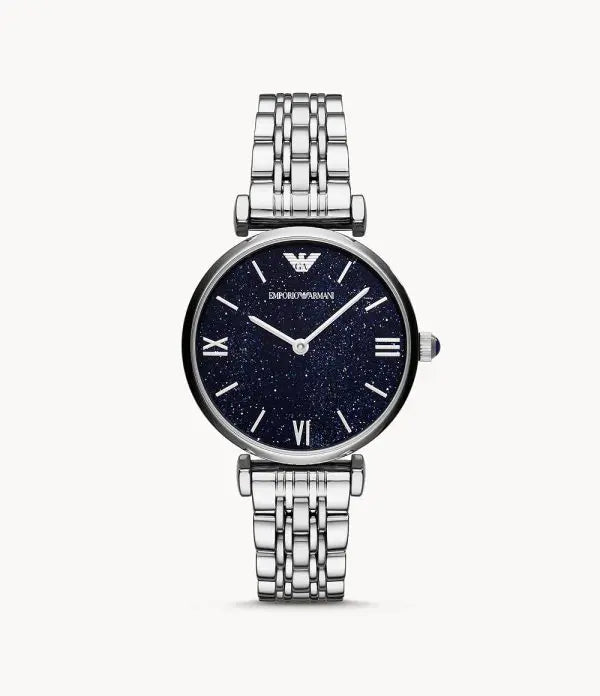 Emporio Armani Women’s Analog Stainless Steel Dark Blue Dial 32mm Watch AR11091