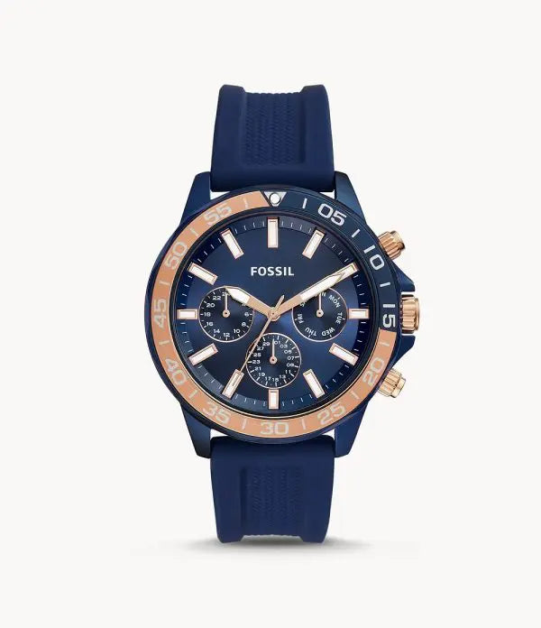 Fossil Men’s Quartz Blue Silicone Strap Blue Dial 45mm Watch BQ2498