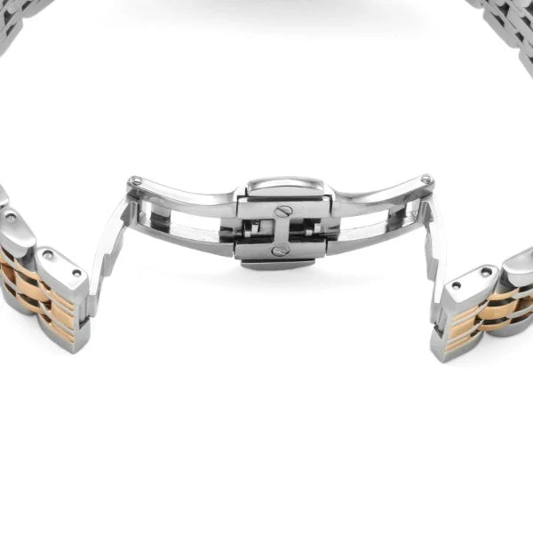 EMPORIO ARMANI Retro Two-tone Stainless Steel White Dial Quartz Watch for Women- EMPORIO ARMANI AR1926