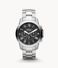 Fossil Men’s Chronograph Quartz Silver Stainless Steel Black Dial 44mm Watch FS4736