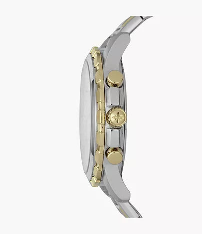 Fossil Men’s Chronograph Quartz Two-tone Stainless Steel White Dial 45mm Watch FS4795