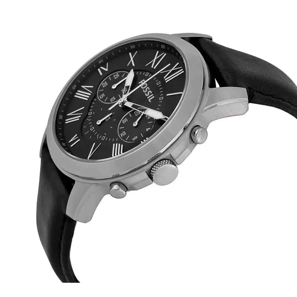 Fossil Men’s Chronograph Quartz Leather Strap Black Dial 44mm Watch FS4812