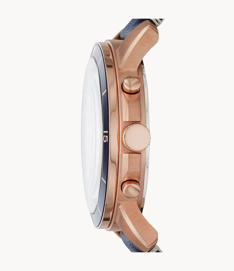 Fossil Men’s Chronograph Quartz Blue Leather Strap Blue Dial 43mm Watch FS5237