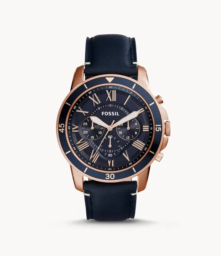 Fossil Men’s Chronograph Quartz Blue Leather Strap Blue Dial 43mm Watch FS5237