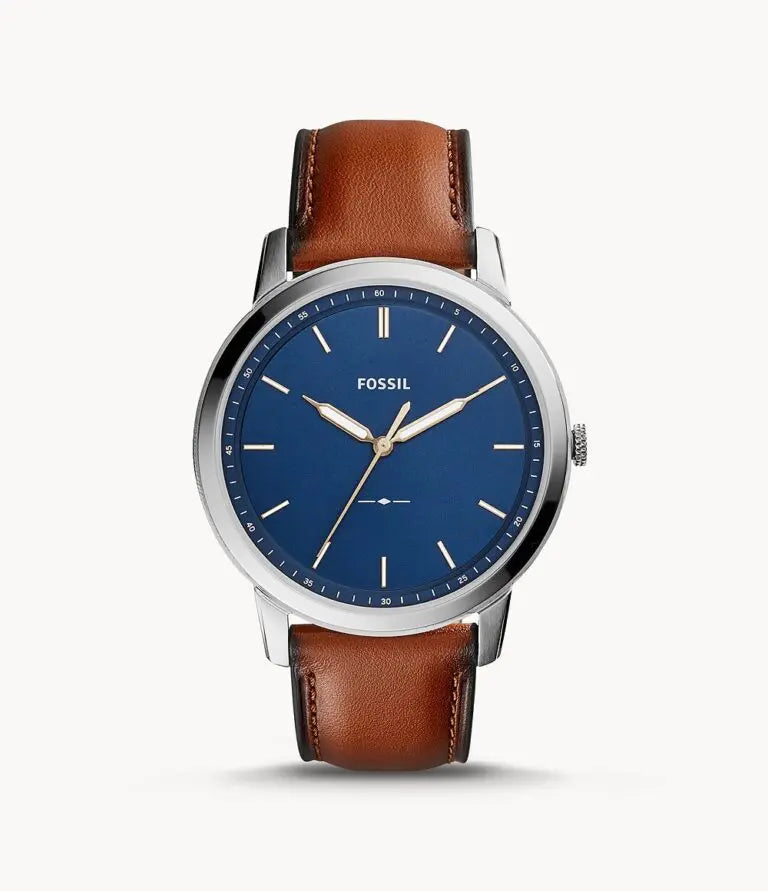 Fossil Men’s Quartz Brown Leather Strap Blue Dial 44mm Watch FS5304