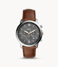 Fossil Men’s Chronograph Quartz Brown Leather Strap Grey Dial 44mm Watch FS5408