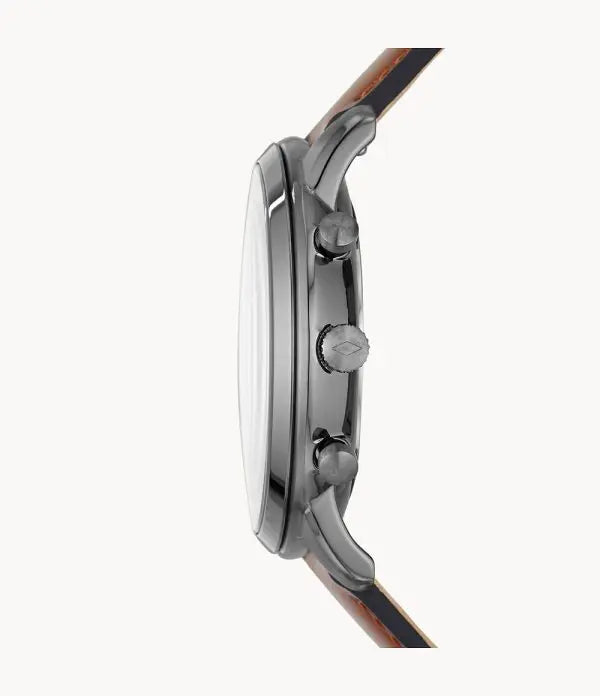 Fossil Men’s Chronograph Quartz Leather Strap Gray Dial 44mm Watch FS5512