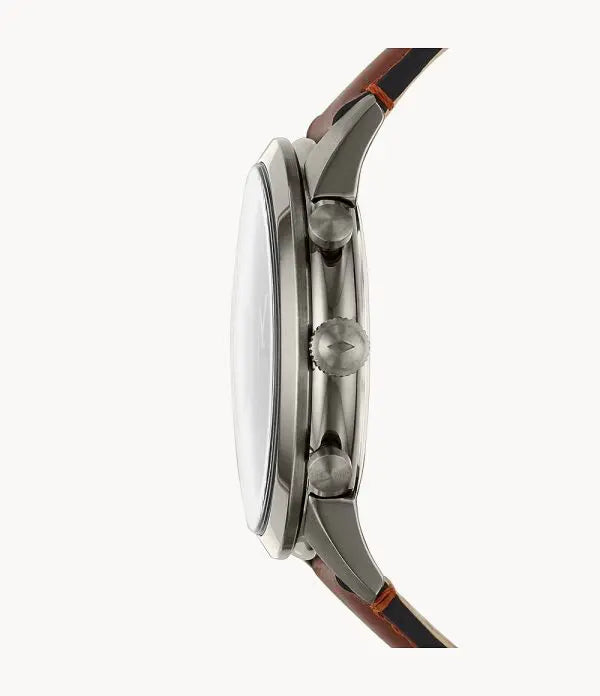 Fossil Men’s Chronograph Quartz Leather Strap Grey Dial 44mm Watch FS5522