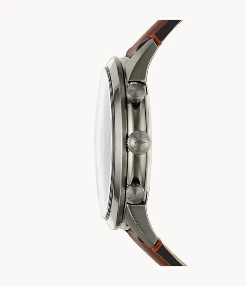 Fossil Men’s Chronograph Quartz Leather Strap Grey Dial 44mm Watch FS5522