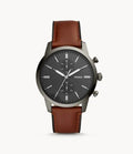 Fossil Men’s Chronograph Quartz Leather Strap Grey Dial 44mm Watch FS5522