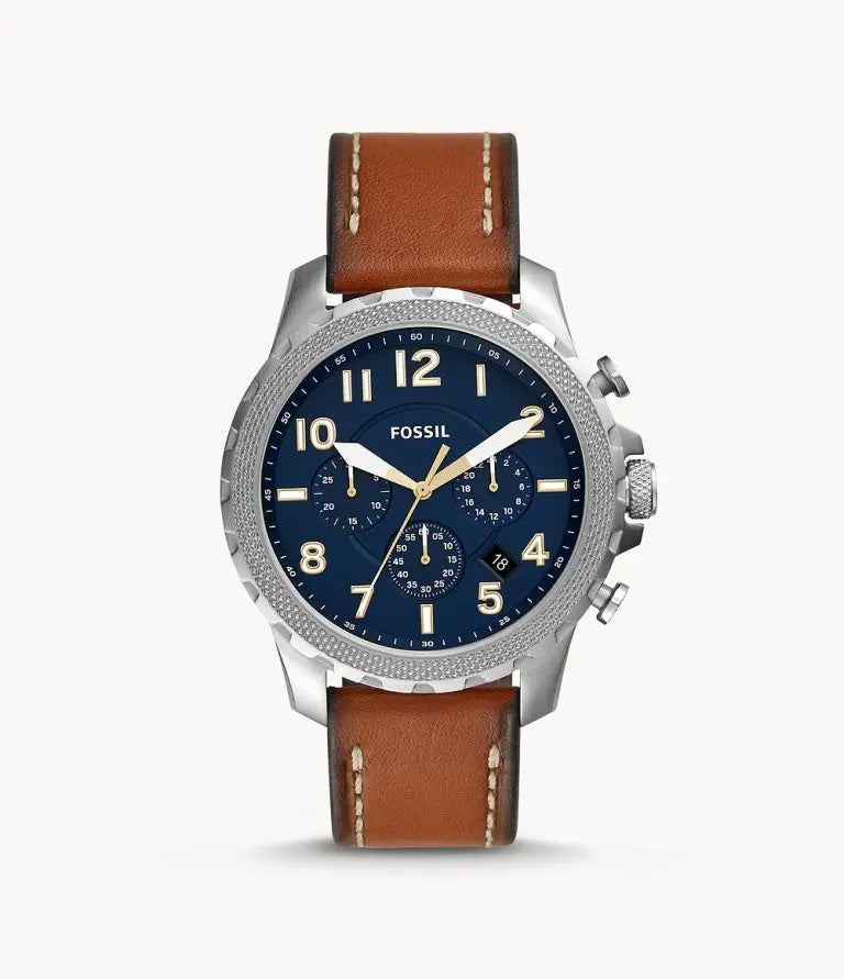 Fossil Men’s Quartz Leather Strap Blue Dial 46mm Watch FS5602
