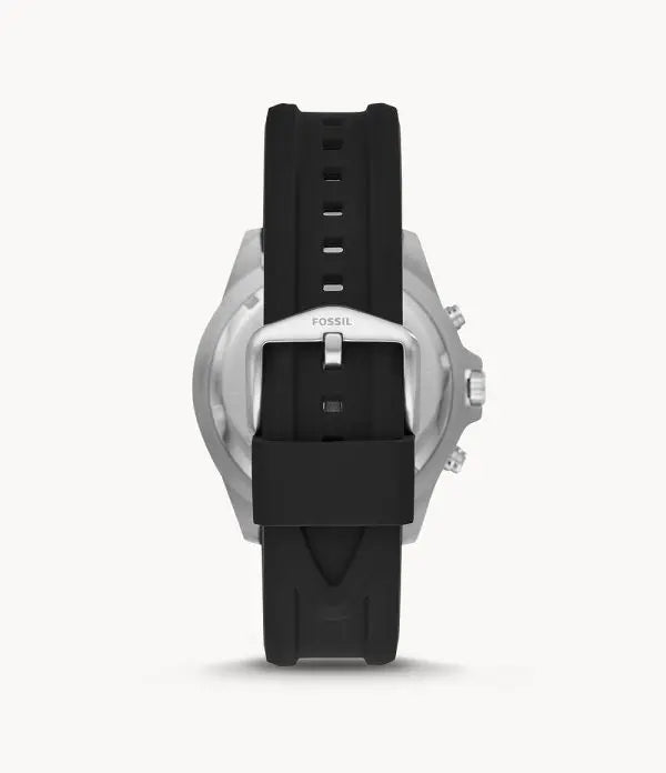 Fossil Men’s Chronograph Quartz Black Silicone Strap Black Dial 44mm Watch FS5624