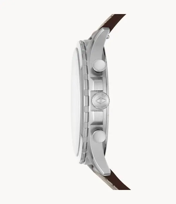 Fossil Men’s Chronograph Quartz Leather Strap Beige Dial 46mm Watch FS5696