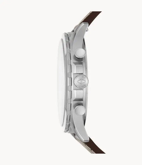 Fossil Men’s Chronograph Quartz Leather Strap Beige Dial 46mm Watch FS5696