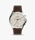 Fossil Men’s Chronograph Quartz Leather Strap Beige Dial 46mm Watch FS5696