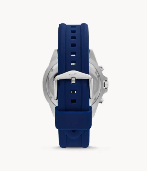 Fossil Men’s Chronograph Quartz Silicone Strap Blue Dial 44mm Watch FS5709