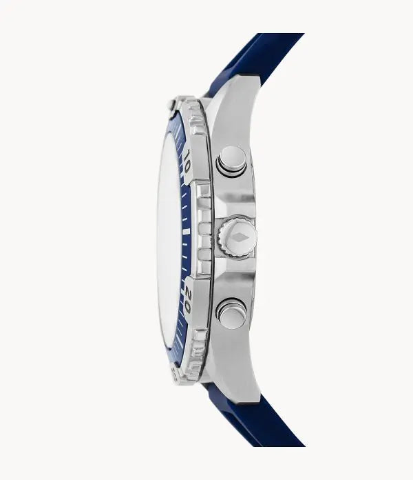 Fossil Men’s Chronograph Quartz Silicone Strap Blue Dial 44mm Watch FS5709