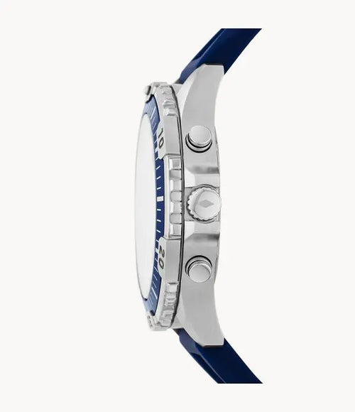 Fossil Men’s Chronograph Quartz Silicone Strap Blue Dial 44mm Watch FS5709