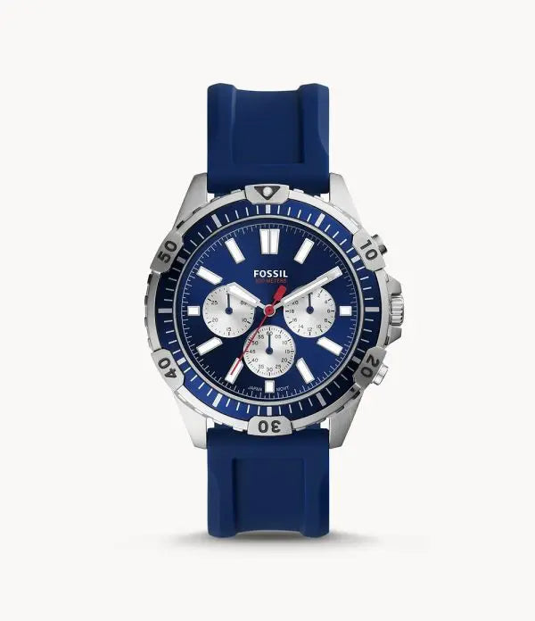 Fossil Men’s Chronograph Quartz Silicone Strap Blue Dial 44mm Watch FS5709