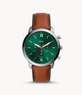 Fossil Men’s Chronograph Quartz Leather Strap Green Dial 44mm Watch FS5735
