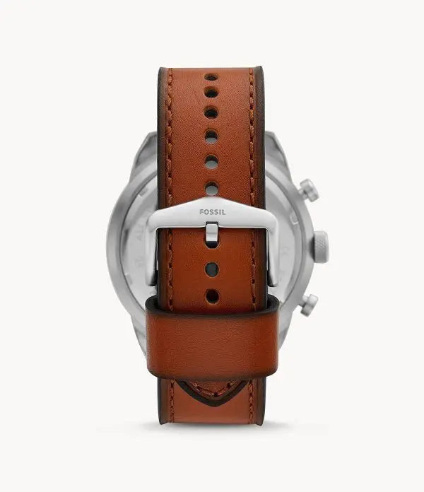 Fossil Men’s Chronograph Quartz Leather Strap Green Dial 50mm Watch FS5738