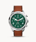 Fossil Men’s Chronograph Quartz Leather Strap Green Dial 50mm Watch FS5738