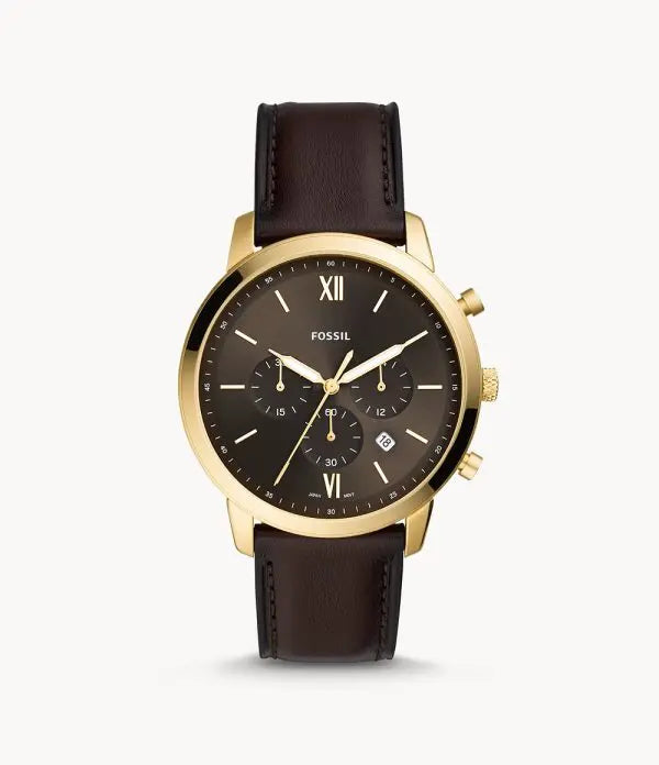 Fossil Men’s Quartz Leather Strap Black Dial 44mm Watch FS5763