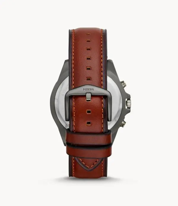 Fossil Men’s Chronograph Quartz Brown Leather Strap Grey Dial 44mm Watch FS5770