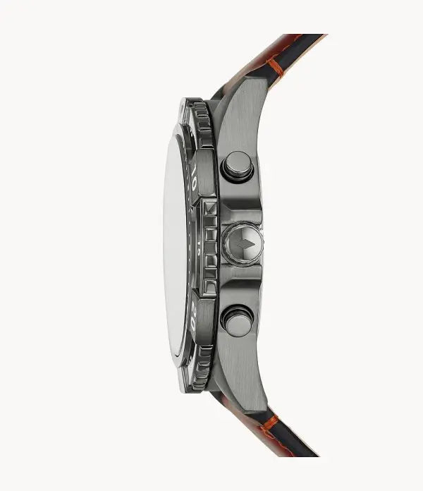Fossil Men’s Chronograph Quartz Brown Leather Strap Grey Dial 44mm Watch FS5770