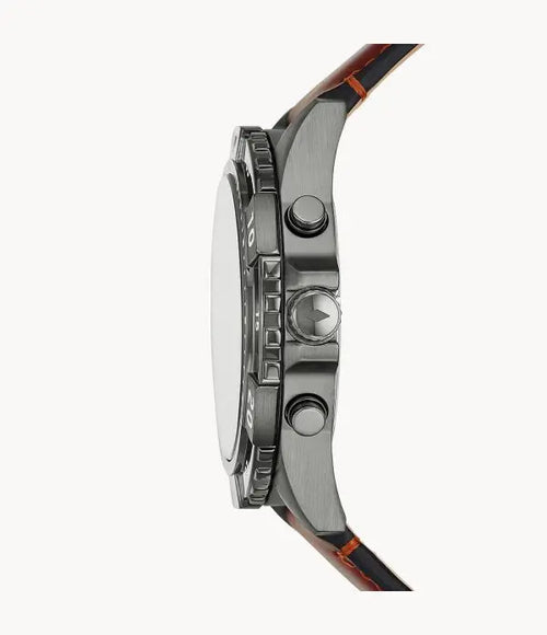 Fossil Men’s Chronograph Quartz Brown Leather Strap Grey Dial 44mm Watch FS5770