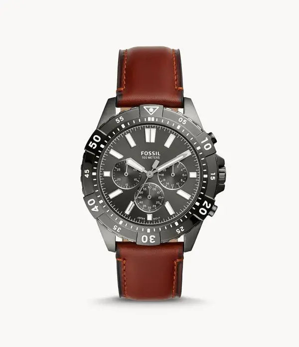 Fossil Men’s Chronograph Quartz Brown Leather Strap Grey Dial 44mm Watch FS5770