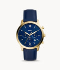 Fossil Men’s Chronograph Quartz Leather Strap Blue Dial 44mm Watch FS5790
