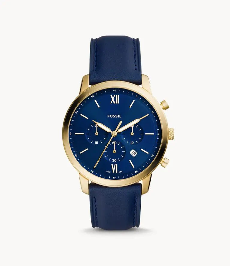 Fossil Men’s Chronograph Quartz Leather Strap Blue Dial 44mm Watch FS5790