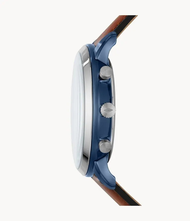 Fossil Men’s Quartz Leather Strap Blue Dial 44mm Watch FS5791