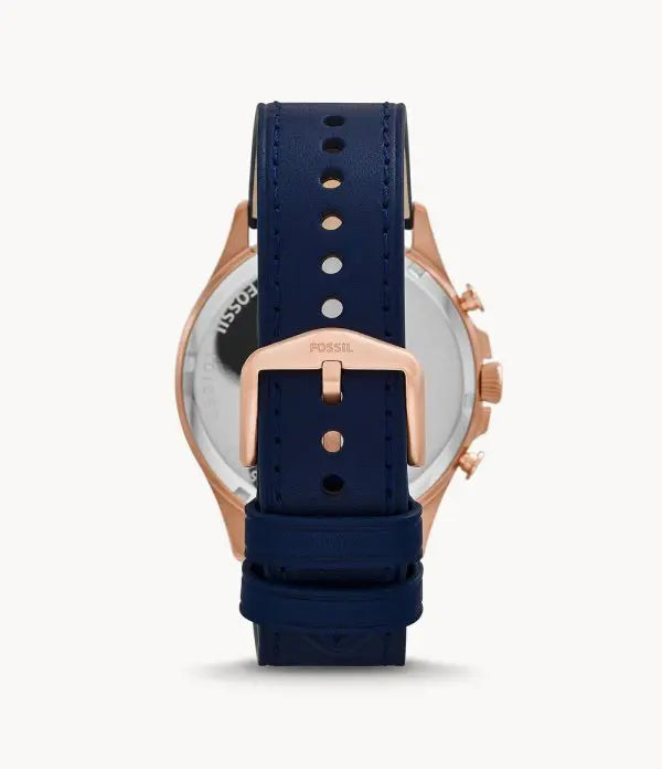 Fossil Men’s Chronograph Quartz Leather Strap Blue Dial 46mm Watch FS5814